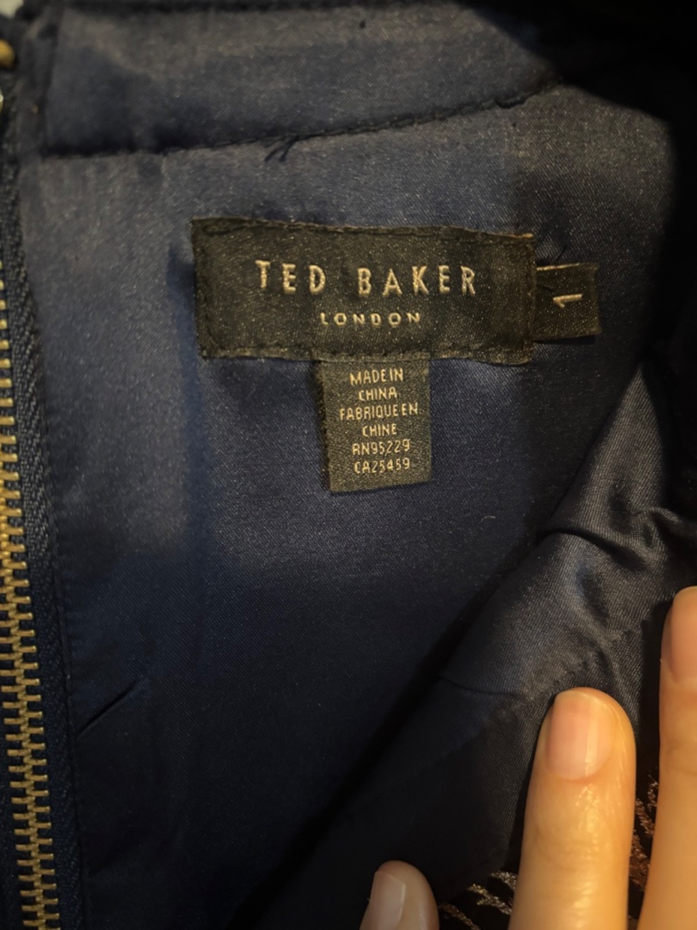 Ted baker navy blue and gold dress - Picture 3 of 4